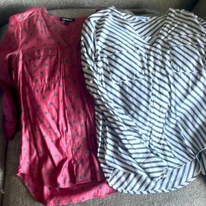 Express dress shirts (2) - color black/white and red/black- Size XS worn once!